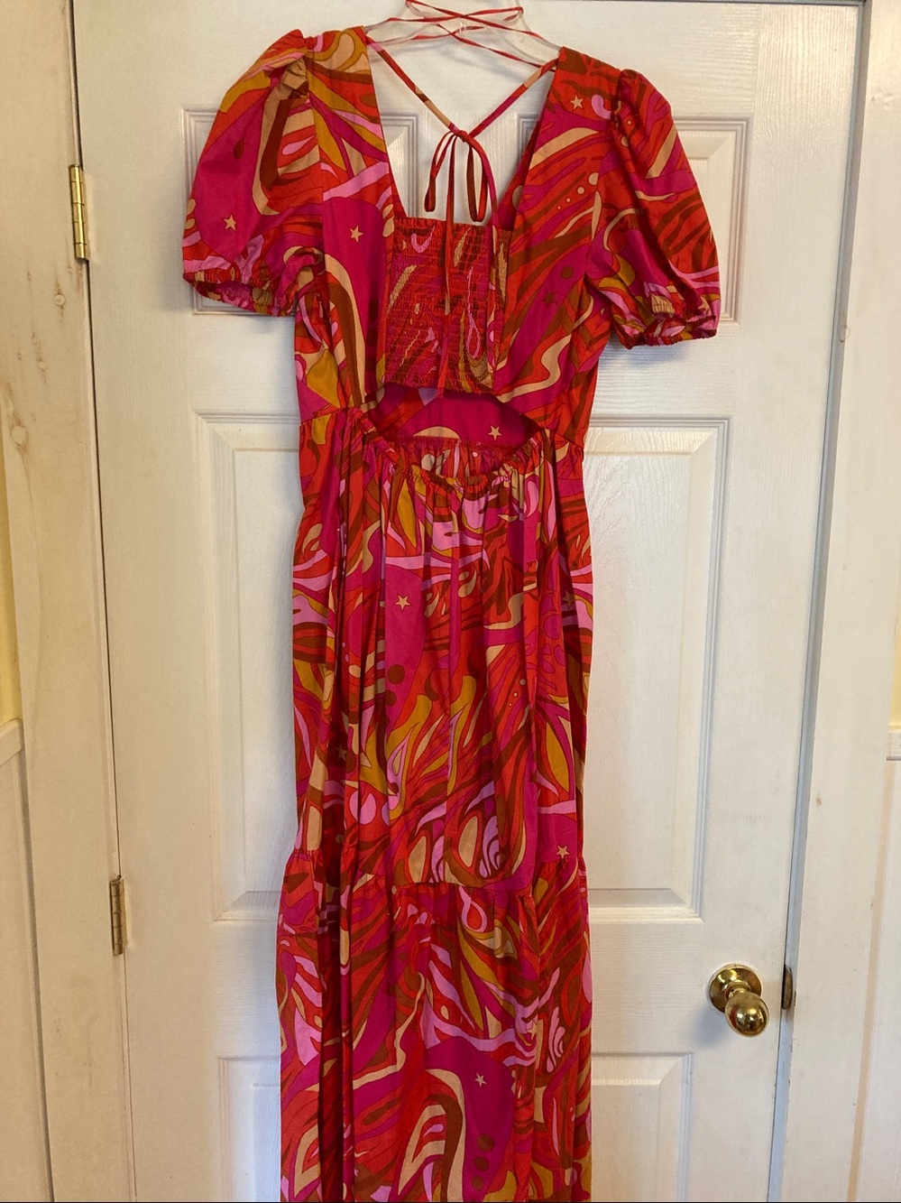 1.State Peasant Maxi Dress: Open Back - Picture 3 of 9